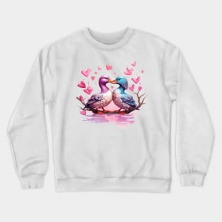 Valentine Kissing Mallard Bird Couple Crewneck Sweatshirt